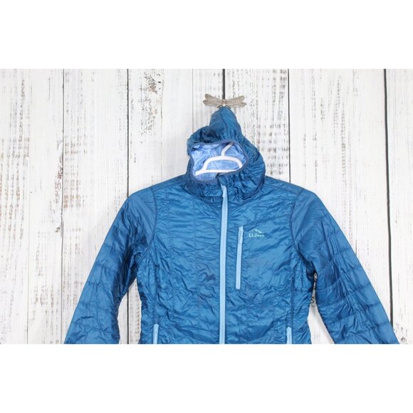 LL Bean PrimaLoft Packaway Hooded Jacket Bright Mariner Size XS - Picture 2 of 10